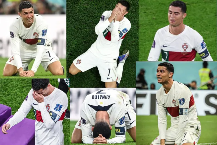 Cristiano Ronaldo crying after Portugal vs Morocco match